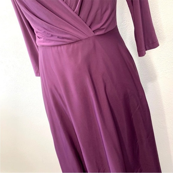 Alfred Sung Mikado 3/4 Sleeve V-Neck‎ Maxi Dress Purple Size 8 Bridesmaid - Picture 7 of 10